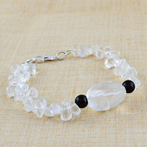 gemsmore:Natural White Quartz Tear Drop Beads Bracelet