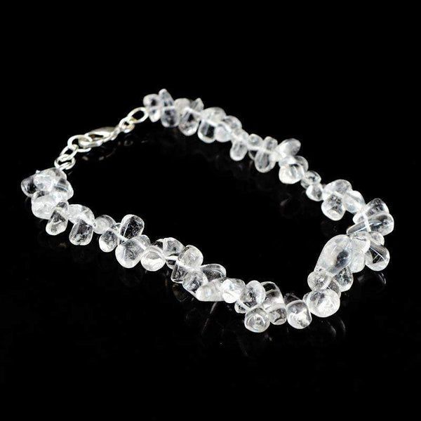 gemsmore:Natural White Quartz Tear Drop Beads Bracelet