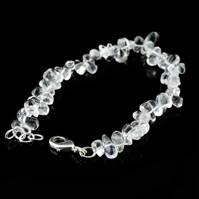 gemsmore:Natural White Quartz Tear Drop Beads Bracelet