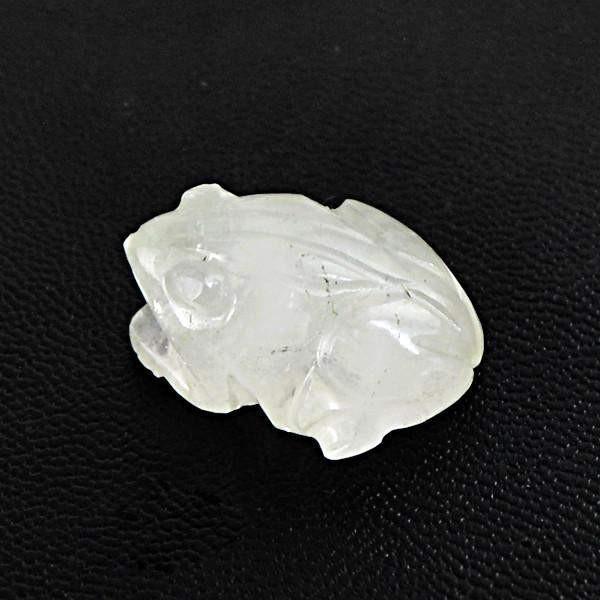 gemsmore:Natural White Quartz Untreated Carved Frog Gemstone