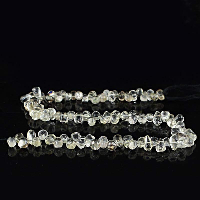 gemsmore:Natural White Quartz Untreated Drilled Beads Strand