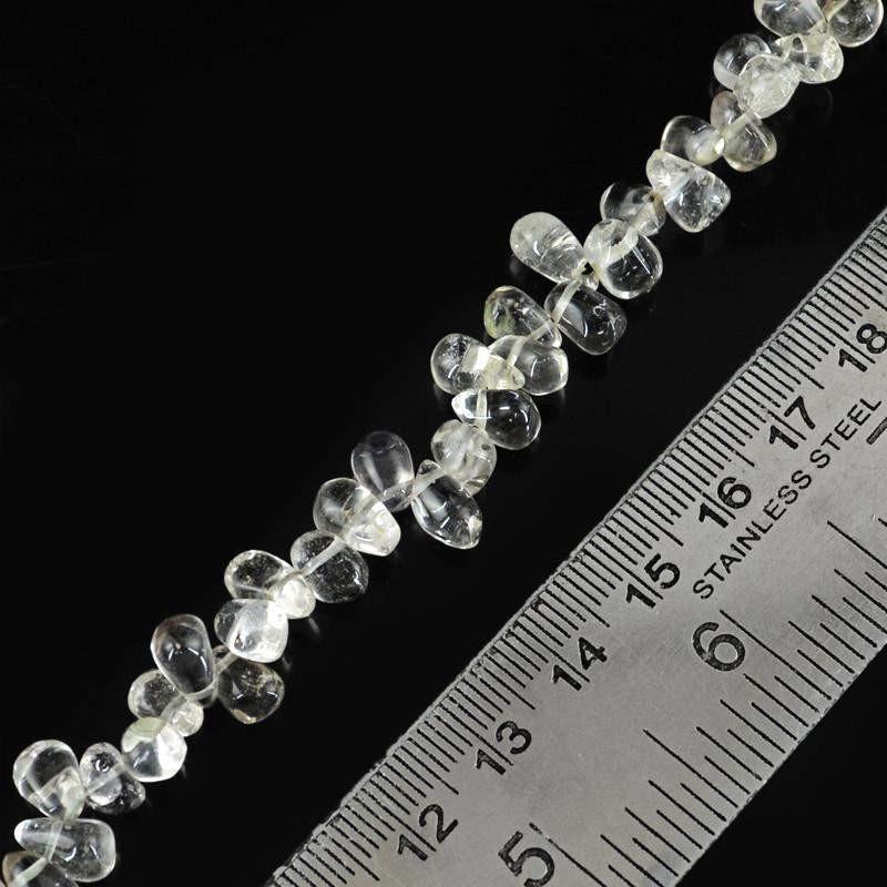 gemsmore:Natural White Quartz Untreated Drilled Beads Strand
