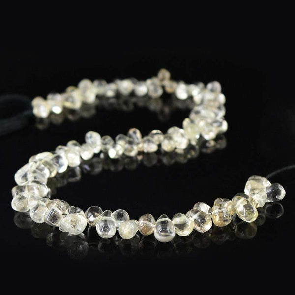 gemsmore:Natural White Quartz Untreated Drilled Beads Strand