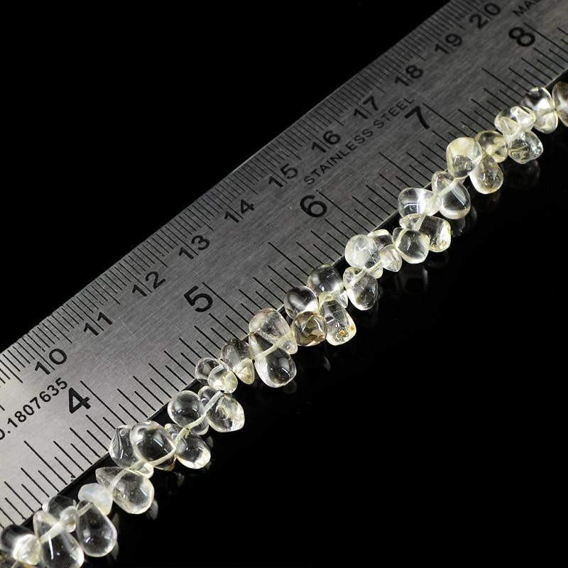 gemsmore:Natural White Quartz Untreated Drilled Beads Strand