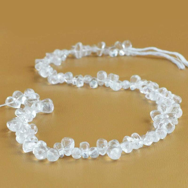 gemsmore:Natural White Quartz Untreated Drilled Beads Strand