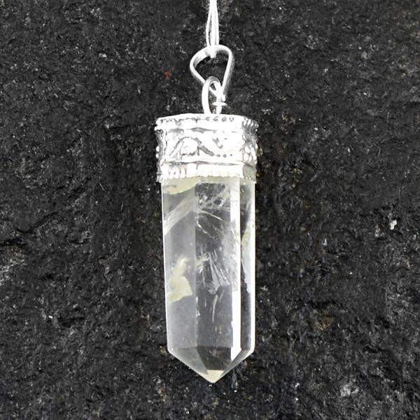 gemsmore:Natural White Quartz Untreated Healing Point Pendant