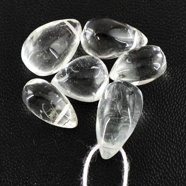 gemsmore:Natural White Quartz Untreated Pear Shape Beads Lot