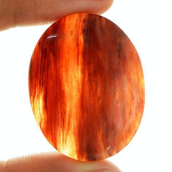 gemsmore:Natural Worry Stone Orange Onyx Oval Shape Gemstone