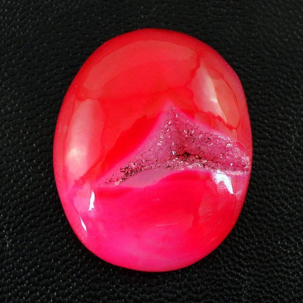 gemsmore:Natural Worry Stone Pink Druzy Onyx Oval Shape Gemstone