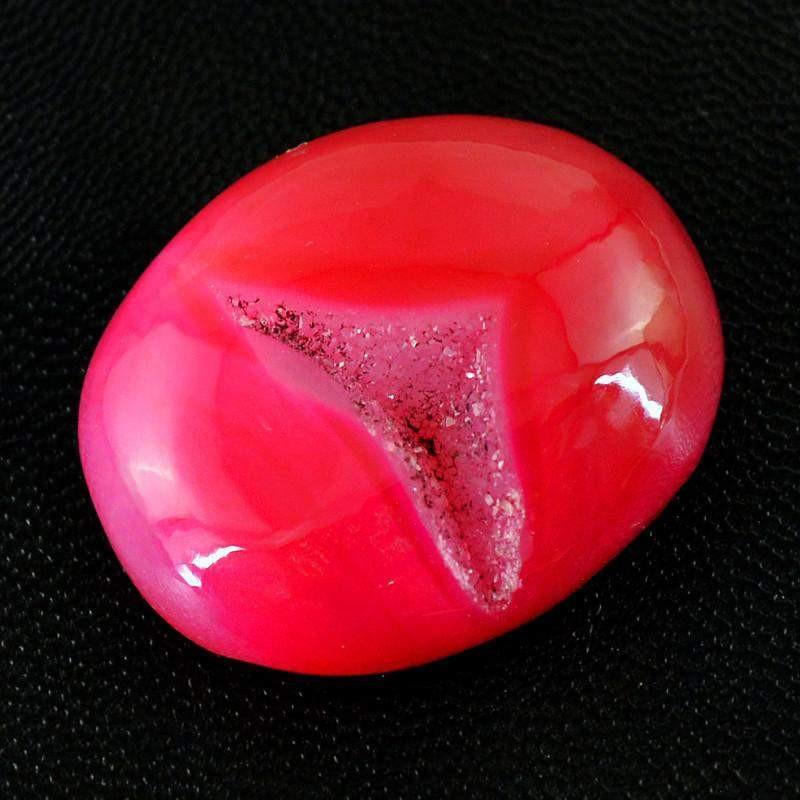 gemsmore:Natural Worry Stone Pink Druzy Onyx Oval Shape Gemstone