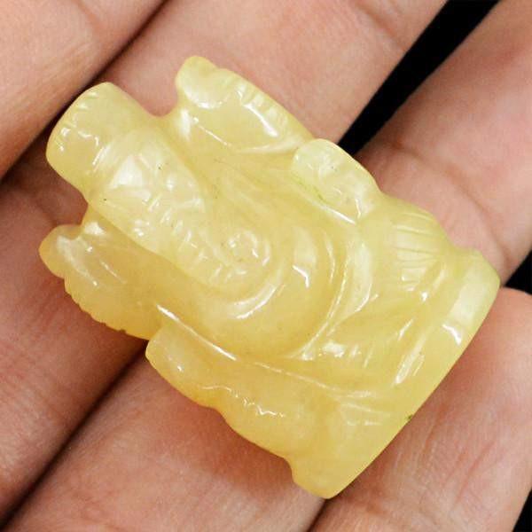 gemsmore:Natural Yellow Aventurine Carved Ganesha Gem