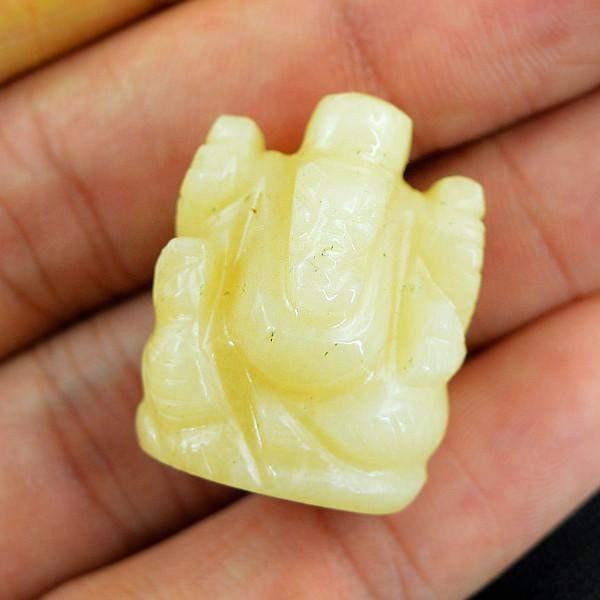 gemsmore:Natural Yellow Aventurine Carved Ganesha Gem