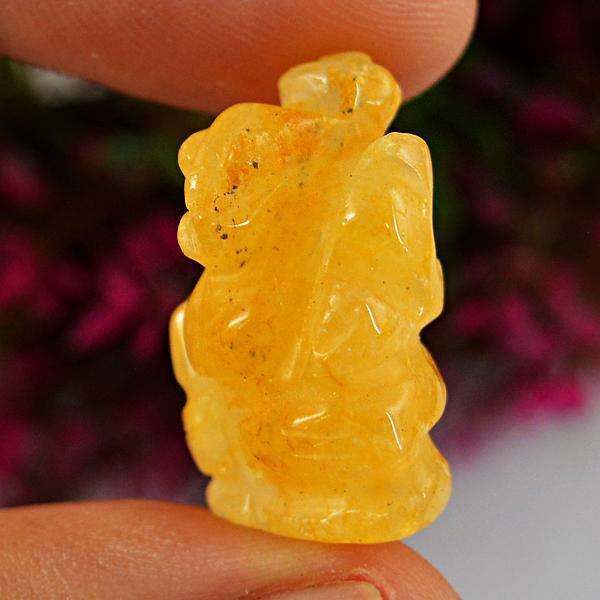 gemsmore:Natural Yellow Aventurine Carved Lord Ganesha Gemstone