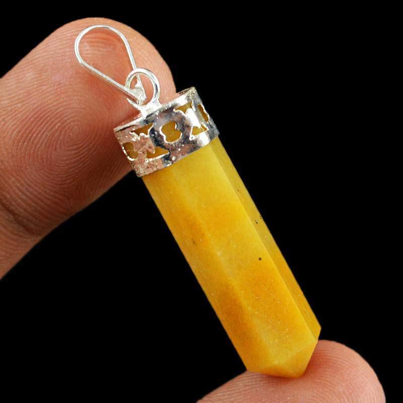 gemsmore:Natural Yellow Aventurine Crystal Healing Point Pendant