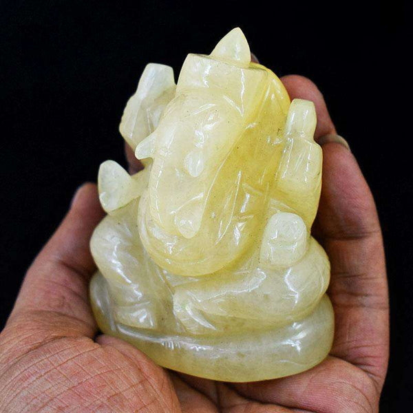 gemsmore:Natural Yellow Aventurine Hand Carved Genuine Crystal Gemstone Carving Lord Ganesha