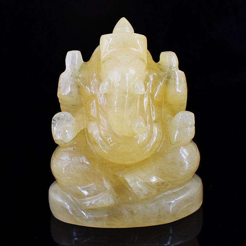 gemsmore:Natural Yellow Aventurine Hand Carved Genuine Crystal Gemstone Carving Lord Ganesha