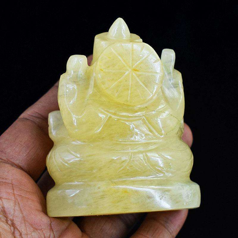 gemsmore:Natural Yellow Aventurine Hand Carved Genuine Crystal Gemstone Carving Lord Ganesha