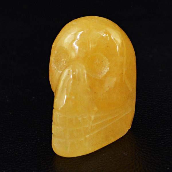 gemsmore:Natural Yellow Aventurine Hand Carved Skull Gem
