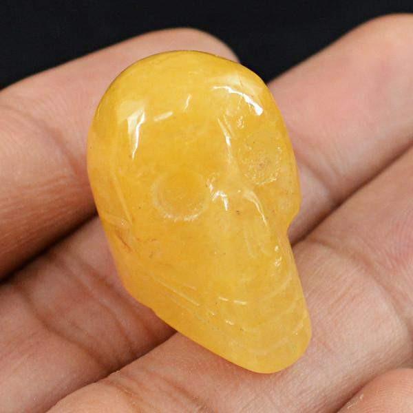 gemsmore:Natural Yellow Aventurine Hand Carved Skull Gem