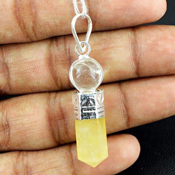 gemsmore:Natural Yellow Aventurine Healing Ball Point Pendant