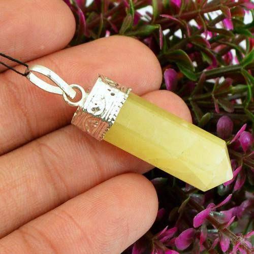 gemsmore:Natural Yellow Aventurine Healing Point Pendant