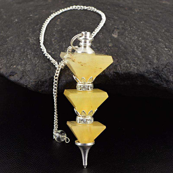 gemsmore:Natural Yellow Aventurine Healing Pyramid Pendulum