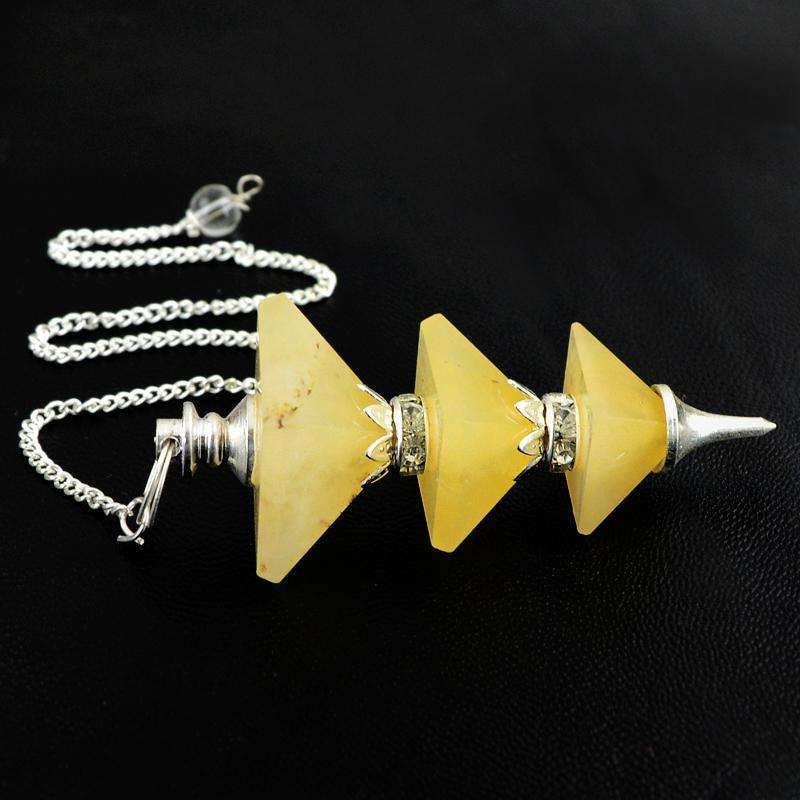 gemsmore:Natural Yellow Aventurine Healing Pyramid Pendulum