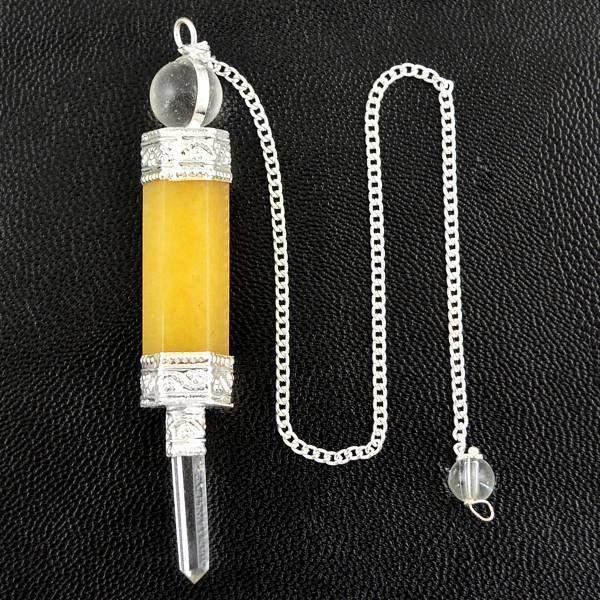 gemsmore:Natural Yellow Aventurine Meditation Healing Ball Point Pendulum