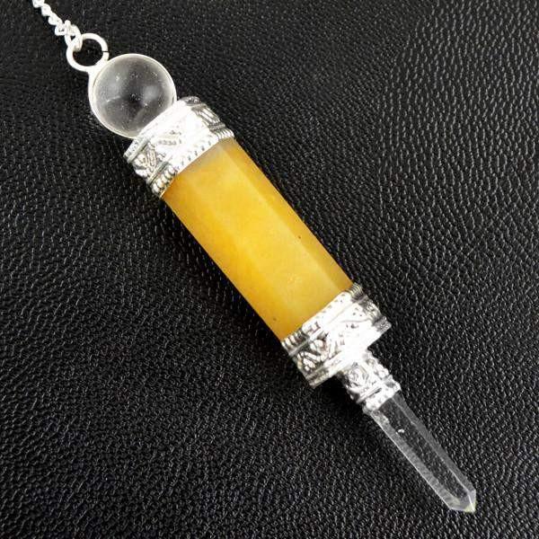 gemsmore:Natural Yellow Aventurine Meditation Healing Ball Point Pendulum