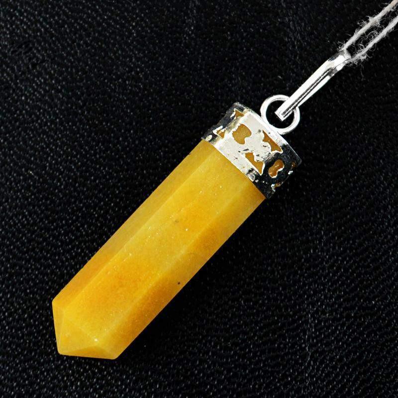 gemsmore:Natural Yellow Aventurine Meditation Healing Point Pendant