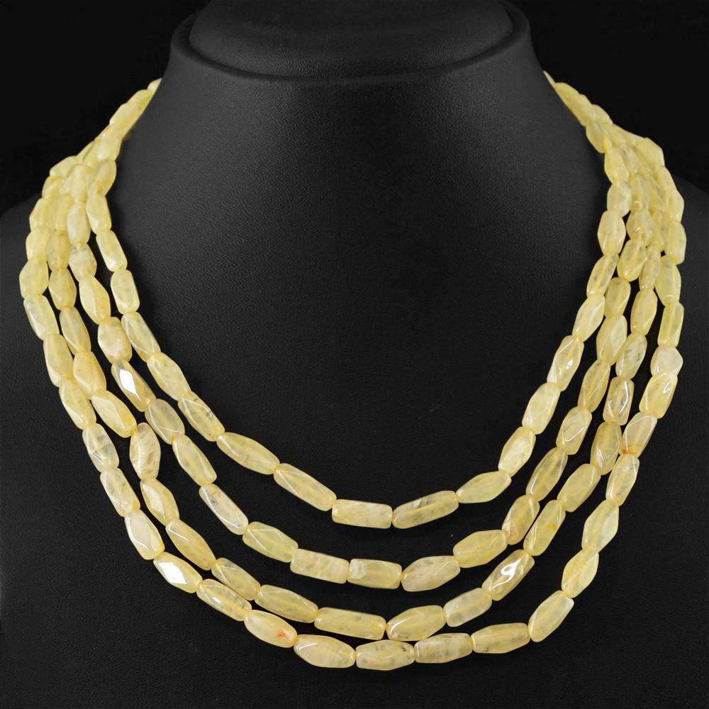 gemsmore:Natural Yellow Aventurine Necklace 4 Strand Faceted Beads
