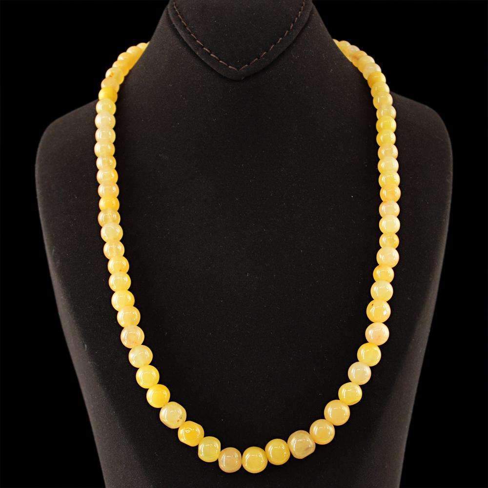 gemsmore:Natural Yellow Aventurine Necklace Round Shape Untreated Beads