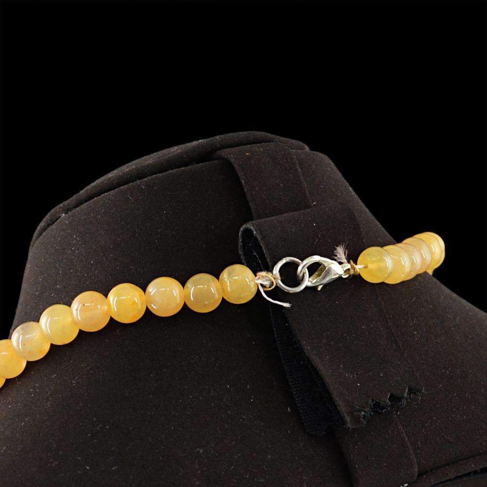 gemsmore:Natural Yellow Aventurine Necklace Round Shape Untreated Beads