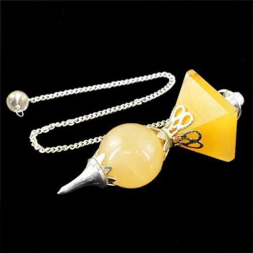 gemsmore:Natural Yellow Aventurine Pendulum