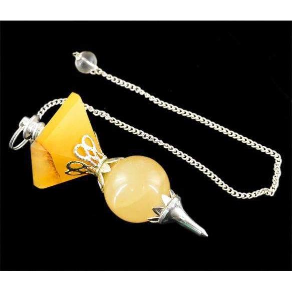 gemsmore:Natural Yellow Aventurine Pendulum