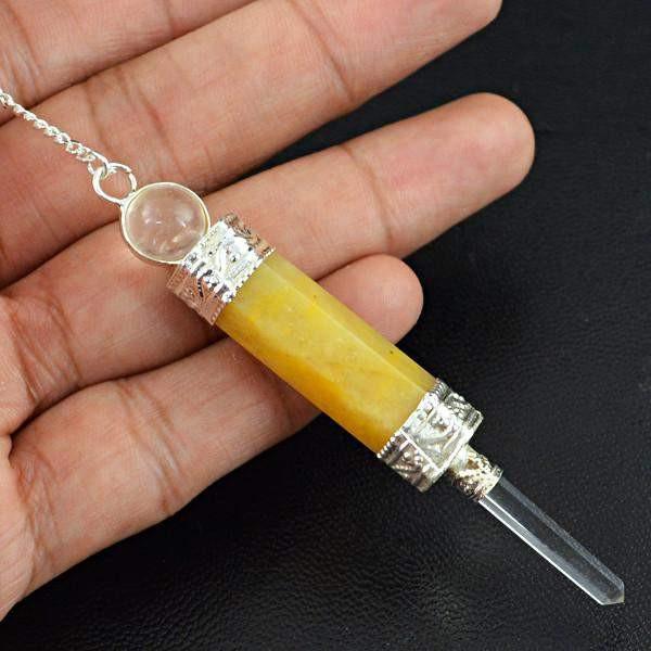 gemsmore:Natural Yellow Aventurine Pure Healing Pendulum