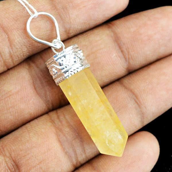 gemsmore:Natural Yellow Aventurine Pure Healing Point Pendant