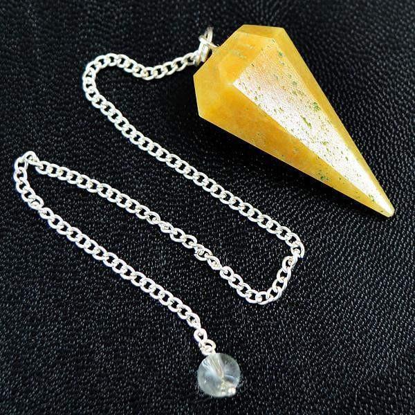 gemsmore:Natural Yellow Aventurine Reiki Healing Pendulum