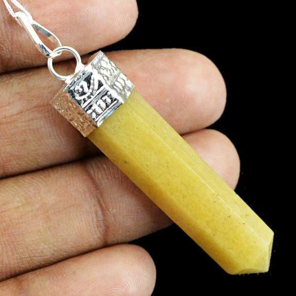 gemsmore:Natural Yellow Aventurine Reiki Healing Point Pendant