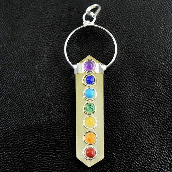 gemsmore:Natural Yellow Aventurine Seven Chakra Healing Point Pendant