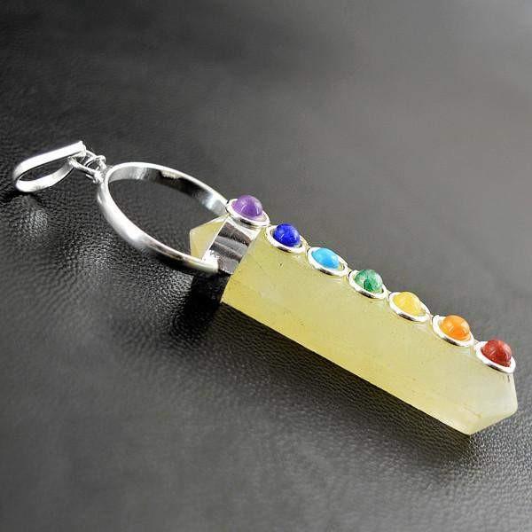 gemsmore:Natural Yellow Aventurine Seven Chakra Healing Point Pendant