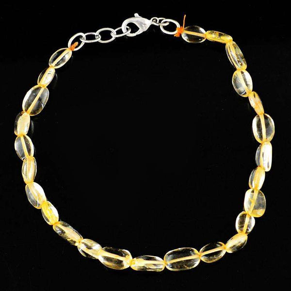 gemsmore:Natural Yellow Citrine Beads Bracelet Oval Shape