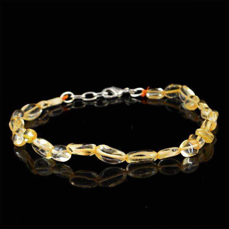 gemsmore:Natural Yellow Citrine Beads Bracelet Oval Shape