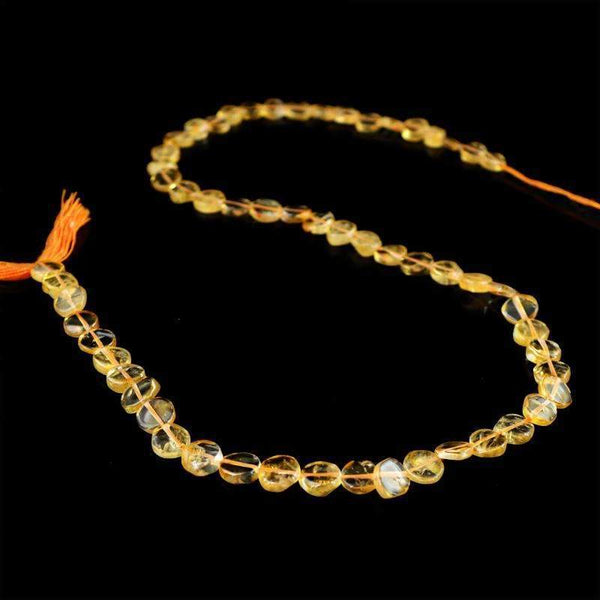 gemsmore:Natural Yellow Citrine Beads Strand - Round Shape Untreated Drilled