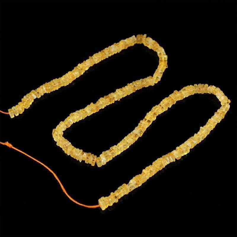 gemsmore:Natural Yellow Citrine Beads Strand - Untreated Drilled