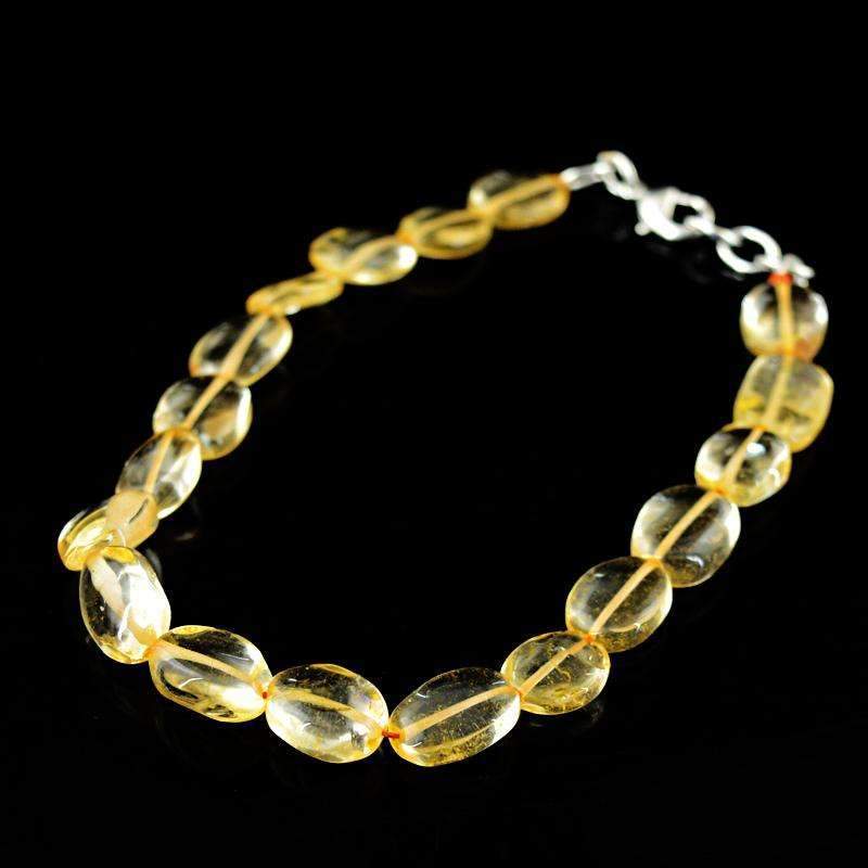 gemsmore:Natural Yellow Citrine Bracelet - Oval Shape Beads