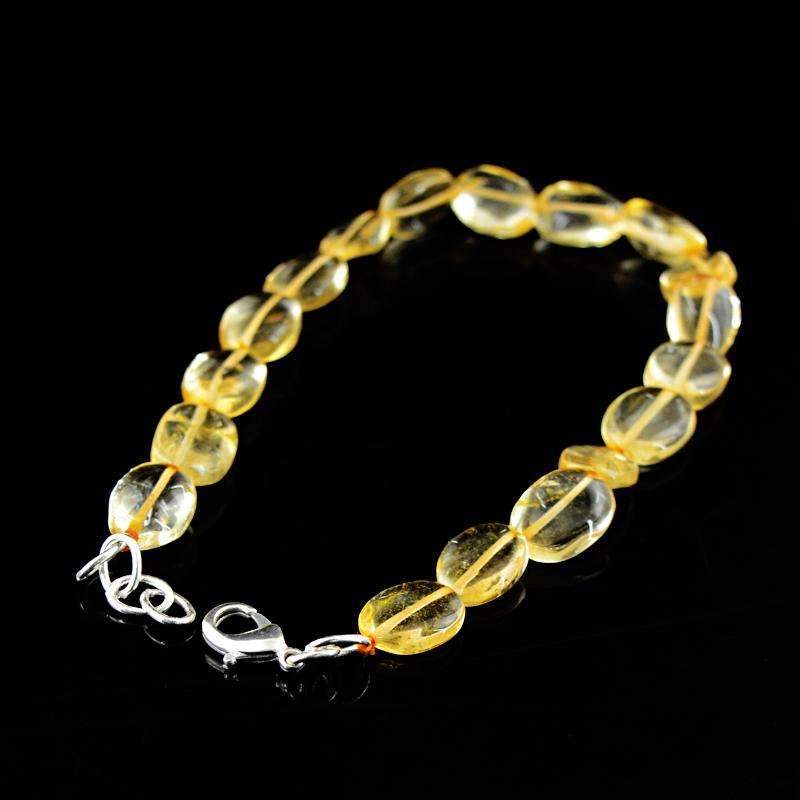 gemsmore:Natural Yellow Citrine Bracelet - Oval Shape Beads