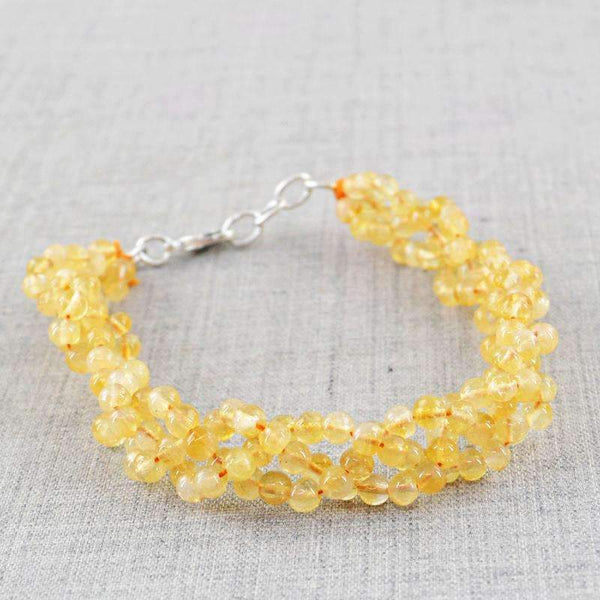 gemsmore:Natural Yellow Citrine Bracelet - Round Shape Beads