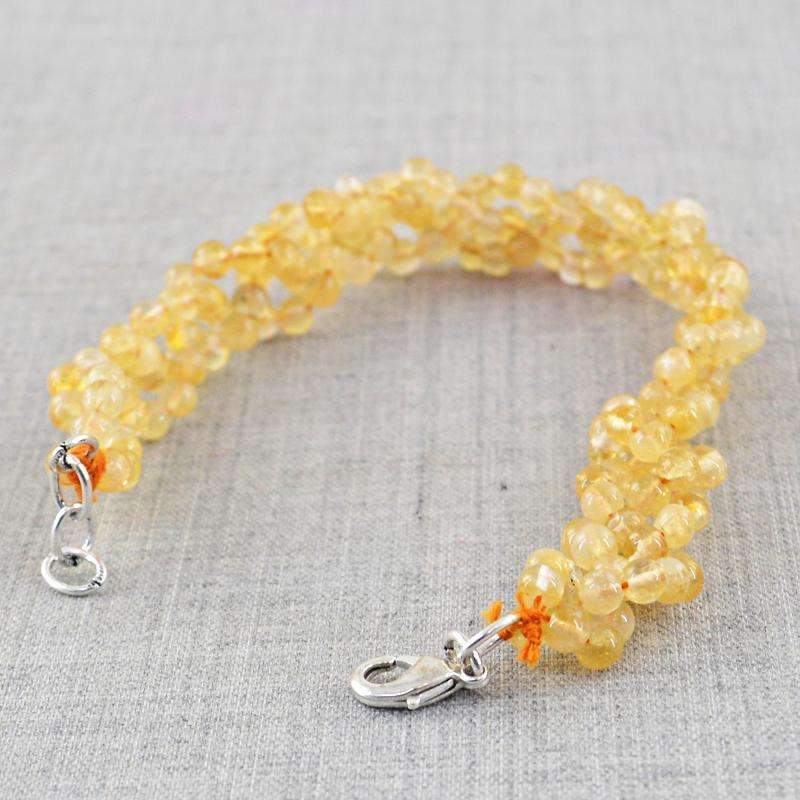 gemsmore:Natural Yellow Citrine Bracelet - Round Shape Beads
