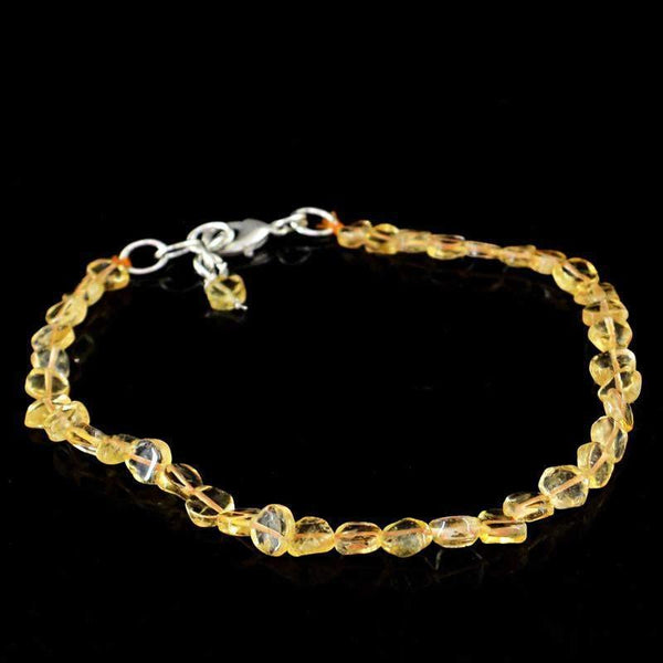 gemsmore:Natural Yellow Citrine Bracelet 29.50 Cts Oval Shape Beads